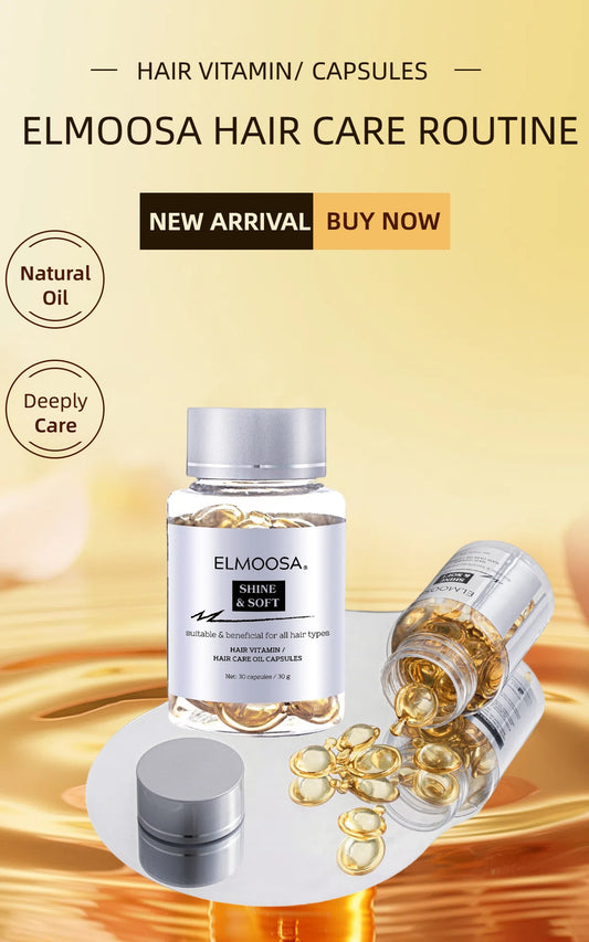 ELMOOSA Shine & Soft Hair Care Caviar Oil Capsules,Hair Vitamins Completes Daily Haircare Enriched With Camellia Oil And A Variety Of Essential Oils