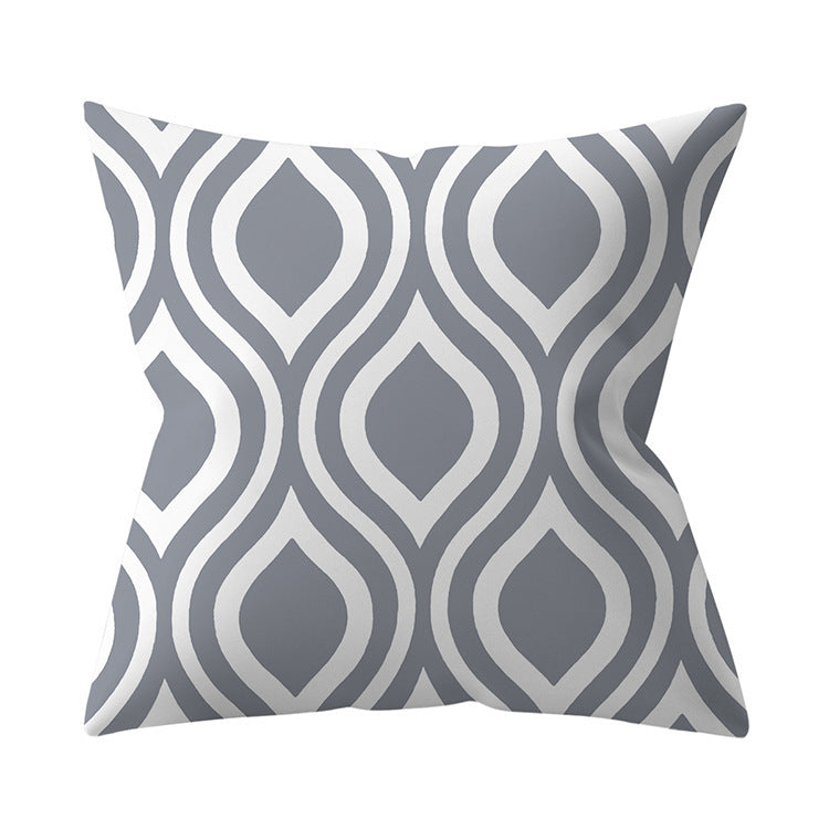 Gray Geometric Polyester Pillow Cover Cross-border Hot Sale Silver Gray Sofa Cushion Cushion Cover