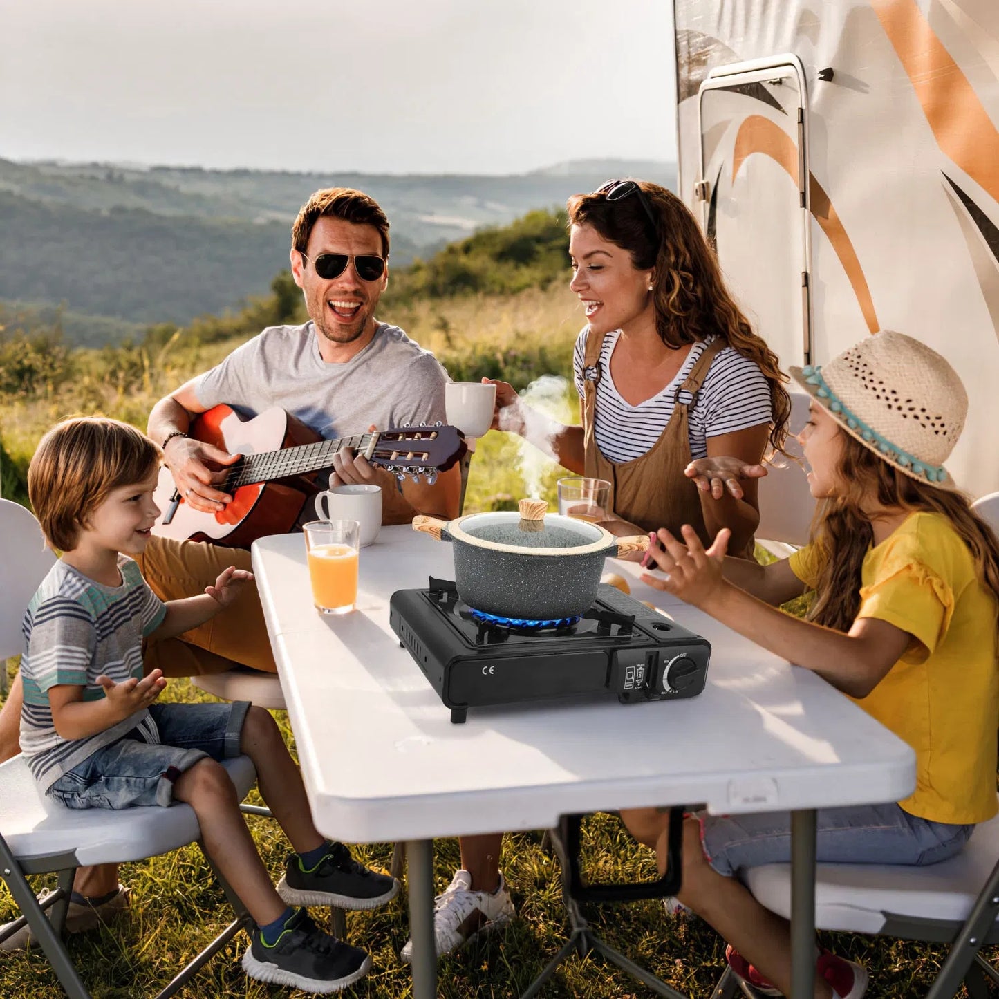 3300W Portable Camping Stove Butane Canister Dual Fuel Burner Piezo Electric Ignition Single Burner With Automatic Tank Ejection Overpressure Cut Off Carry Case For Camping Hiking Picnic Fishing