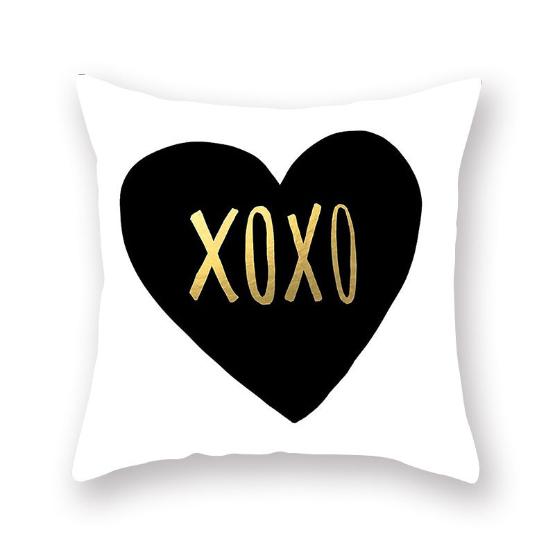 Golden Valentine's Day Peach Skin Pillowcase