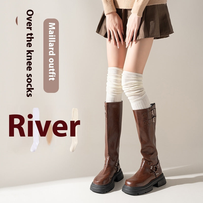 Autumn And Winter Stitching Over Knee Thigh High Socks