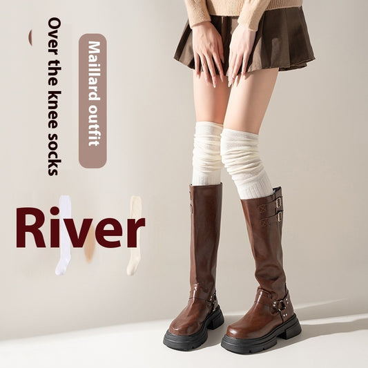 Autumn And Winter Stitching Over Knee Thigh High Socks