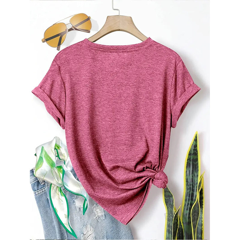 5 PCS Floral Graphic Shirt For Women Cute Flower Short Sleeve Ladies Tee Tops Teen Girls Casual T Shirt