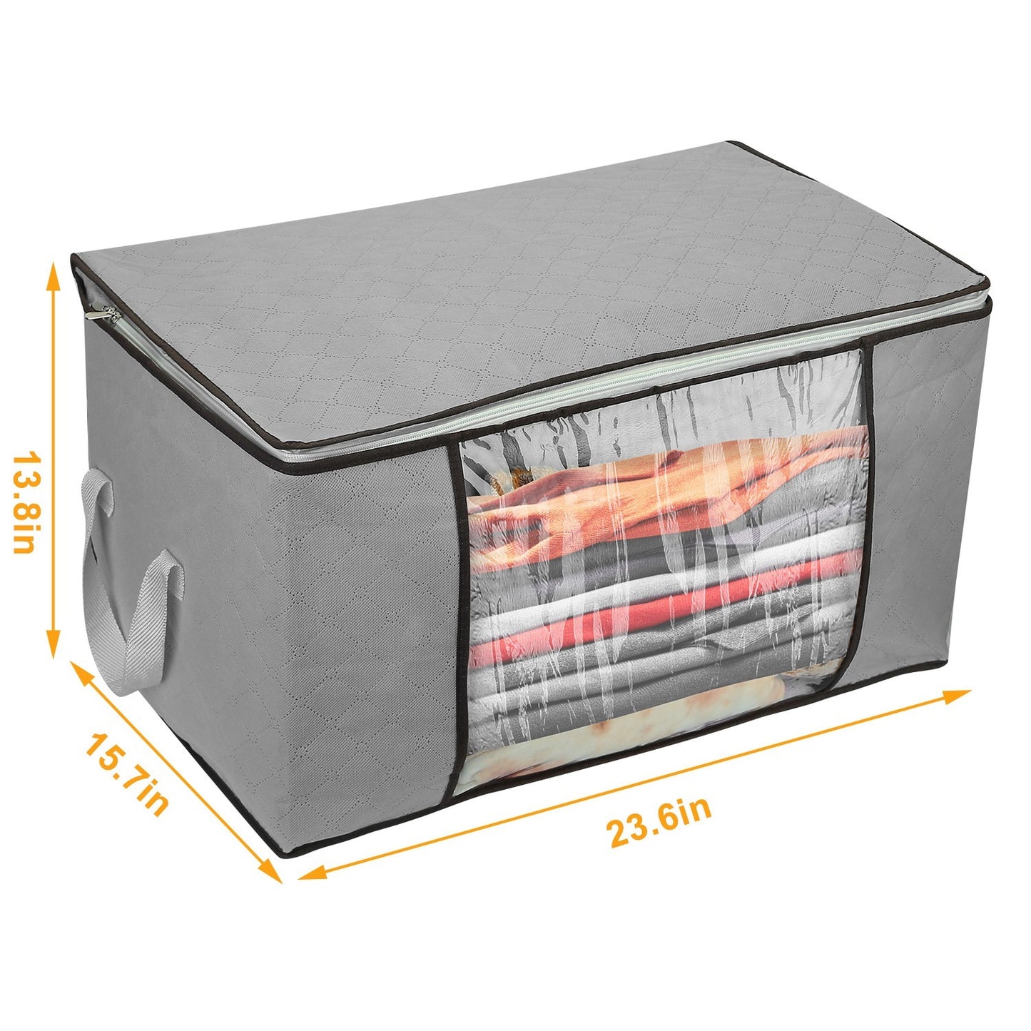 2Pcs Clothes Storage Bag 90L Per Bag With Thick Fabric Clear Window Dual-Zipper For Clothes Comforters Blankets Bedding