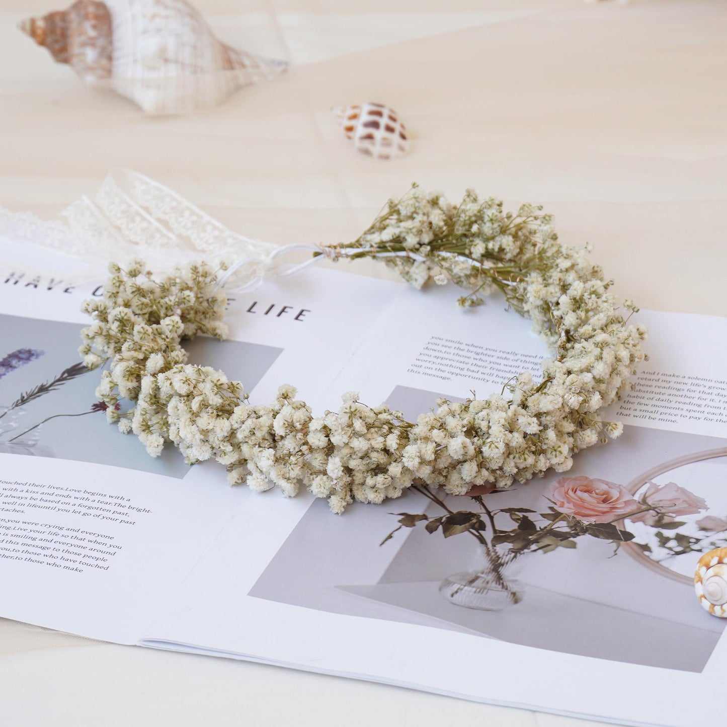 Gypsophila Crown, Dried Flower Crown, Bridal Wedding, Daily Party, Birthday Suitable Crown