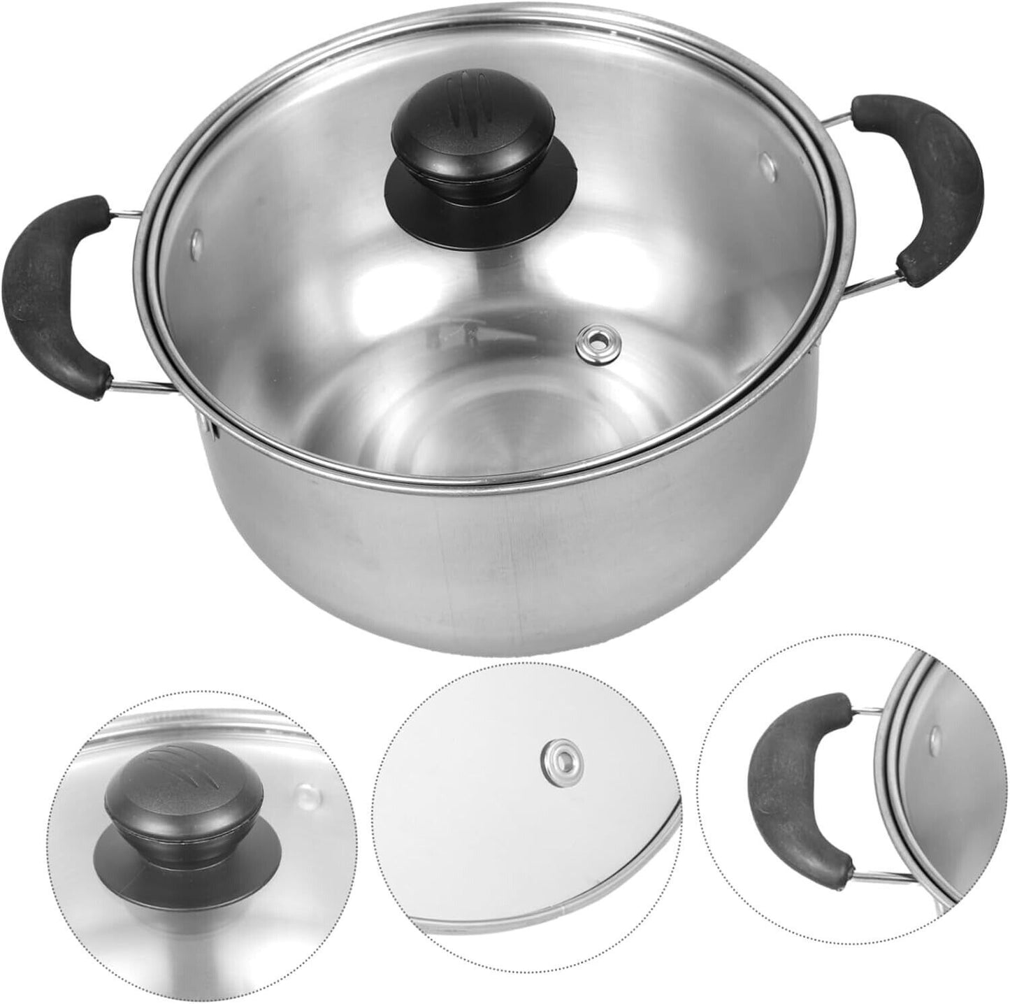 5PCSSet Stainless Steel Saucepan Induction Cooking Pot Cooker Cookware Kitchen