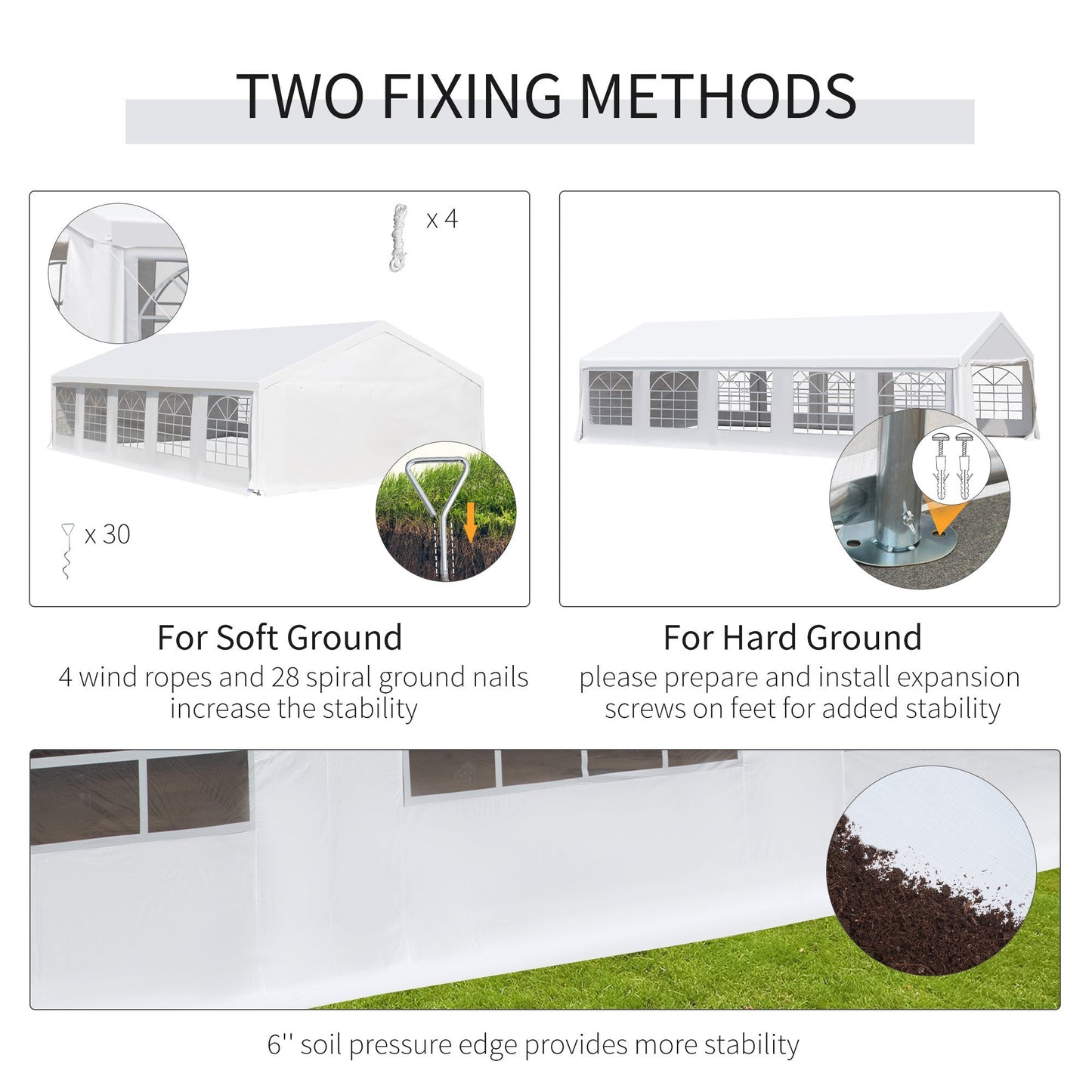 20x32 Heavy Duty Wedding Canopy Event Tent Outdoor Wedding Shelter With Removable Sidewalls Double Doors