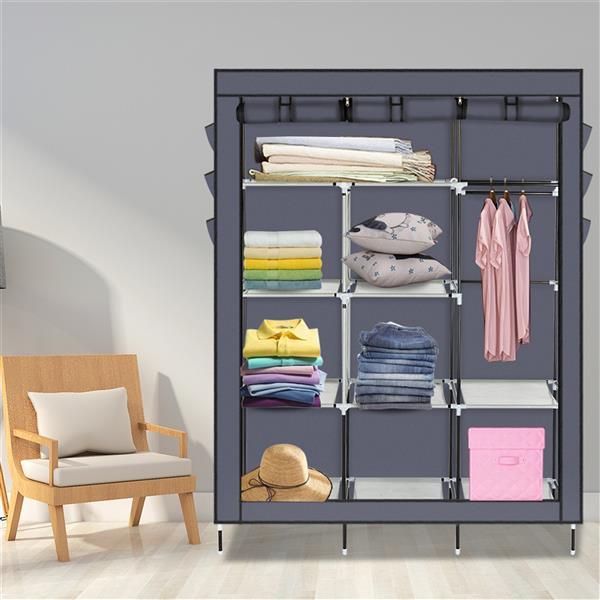 High Legged No Canvas And Side Fabric Wardrobe Gray