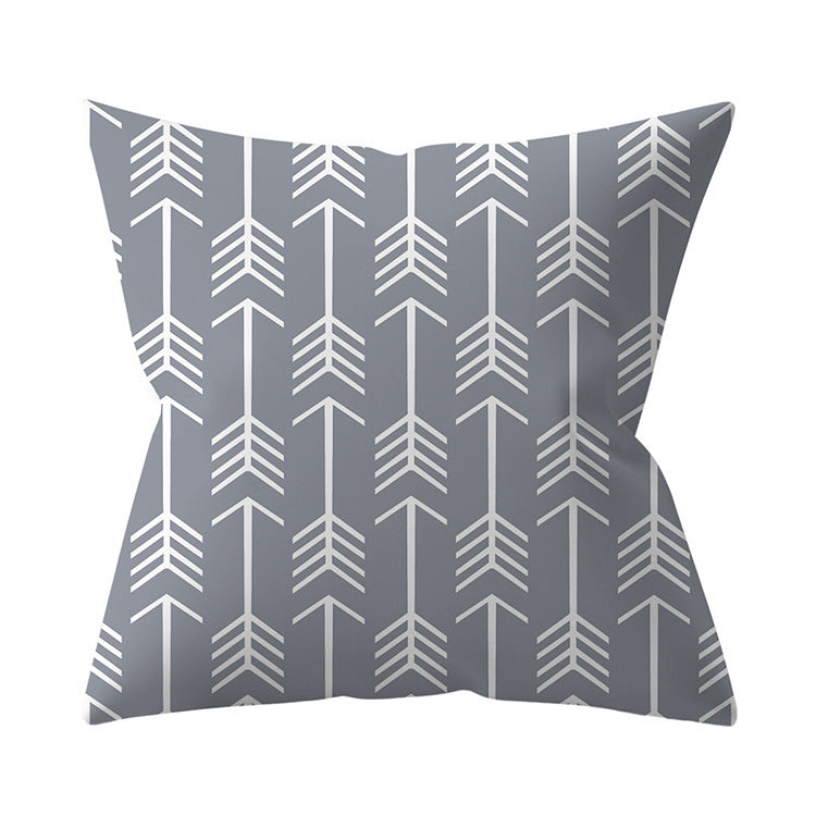 Gray Geometric Polyester Pillow Cover Cross-border Hot Sale Silver Gray Sofa Cushion Cushion Cover