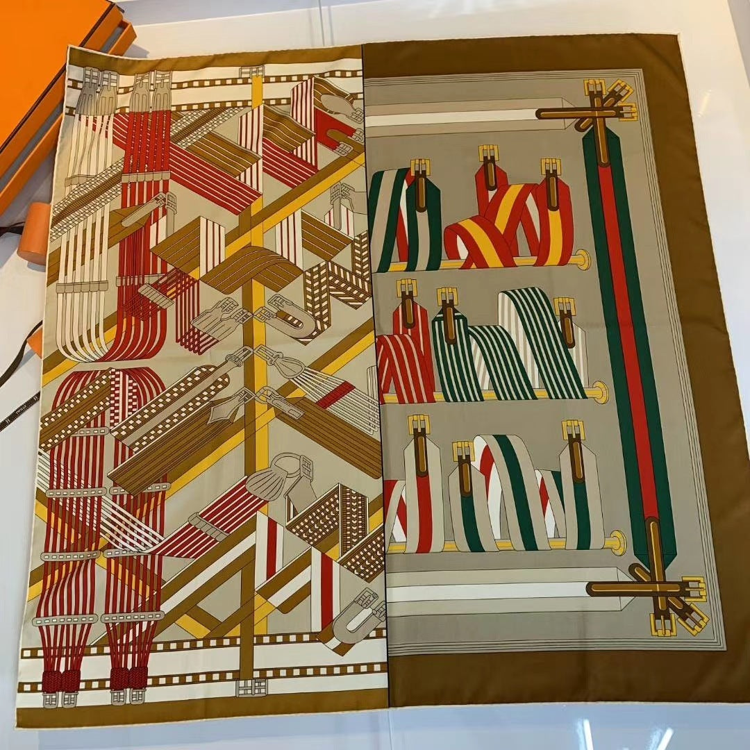 Handmade Hemming Twill Silk Printed Shawl