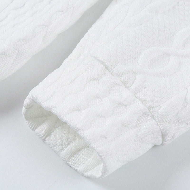 Women's Solid Color Textured Round Neck Drop Shoulder Long Sleeve Sweatshirt - Casual Loose Fit Pullover