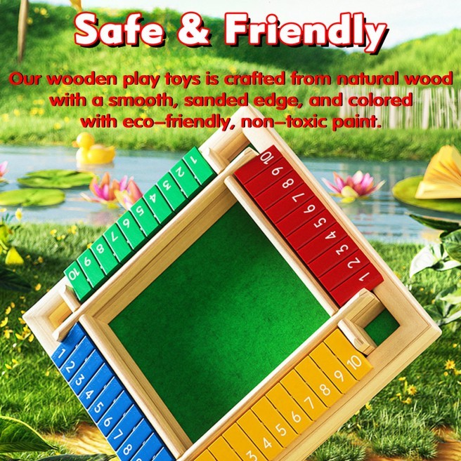 Dice Game,2-4 Player Family Wooden Board Table Math Games For Adults And Kids, 8 Dices Classics Tabletop Version Games For Classroom,Home,Party Or Pub