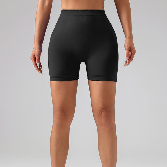 Female V-shape Waist Scrunch Elastic Tight High-rise Shorts, Seamless V Back Scrunch Women Gym Shorts