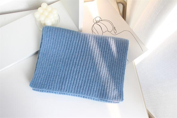 Solid Color Knitted Mid-length Warm Wool Scarf