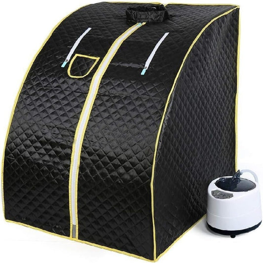 Portable Steam Sauna Kit, Home Black Sauna, With Folding Chair, Stainless Steel Pipe Support, Personal Spa For Insomnia Relief