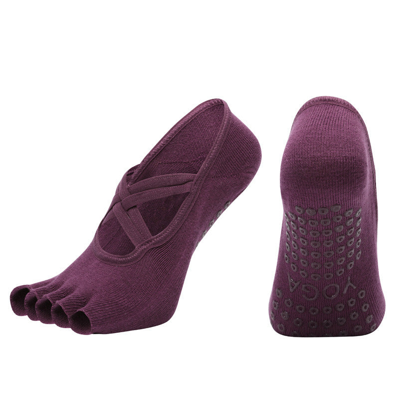 Cross-border Women's Non-slip Five-finger Yoga Socks Live Broadcast Body Dance Aerobics Pilates Fitness Sports Socks