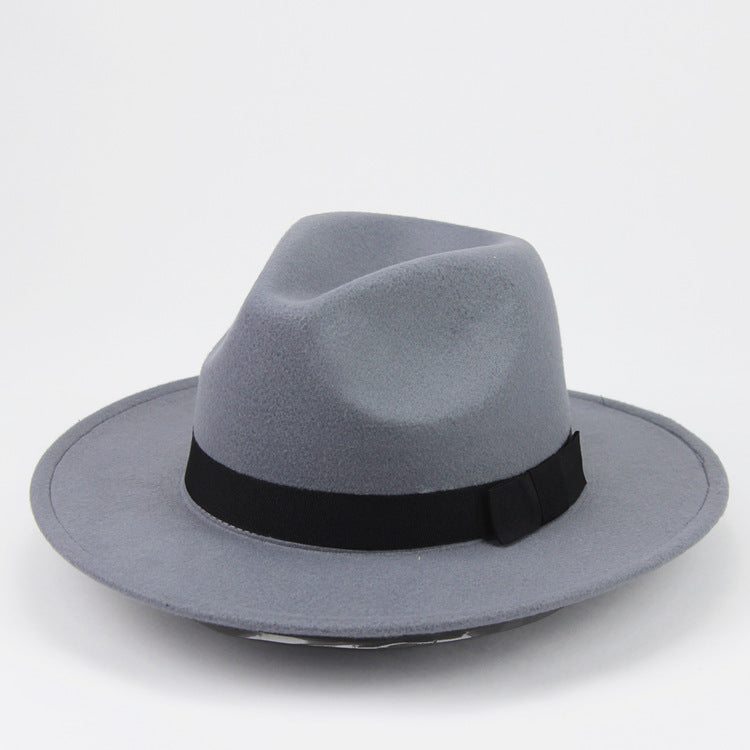 Woolen Fedora Hat Men's And Women's Big Brim Top Hat Felt Hat