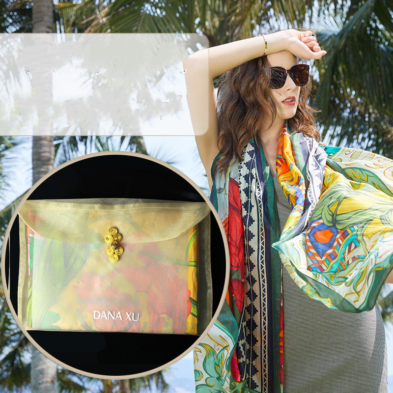 Silk Scarf Fang'sai Shawl Dual Use