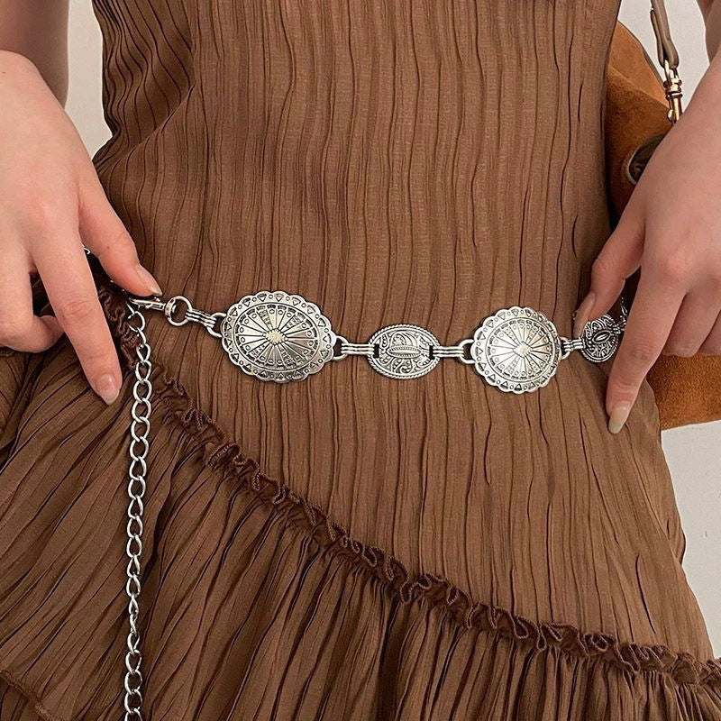 Bohemian Antique Style Metal Waist Chain SUNFLOWER Belt