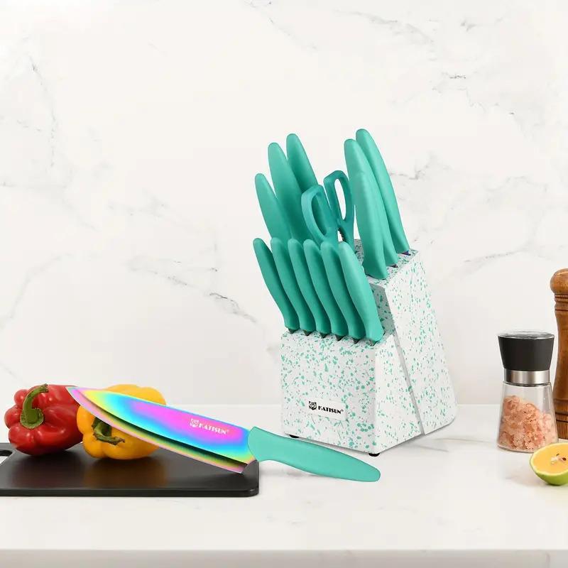 Beautiful Rainbow Titanium Coated Kitchen Knife Set