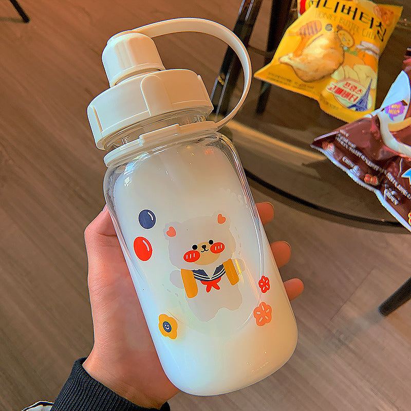Cute Cartoon Transparent Glass Student Girl Heart Korean Version Ins Wind Portable Heat-resistant Milk Cup
