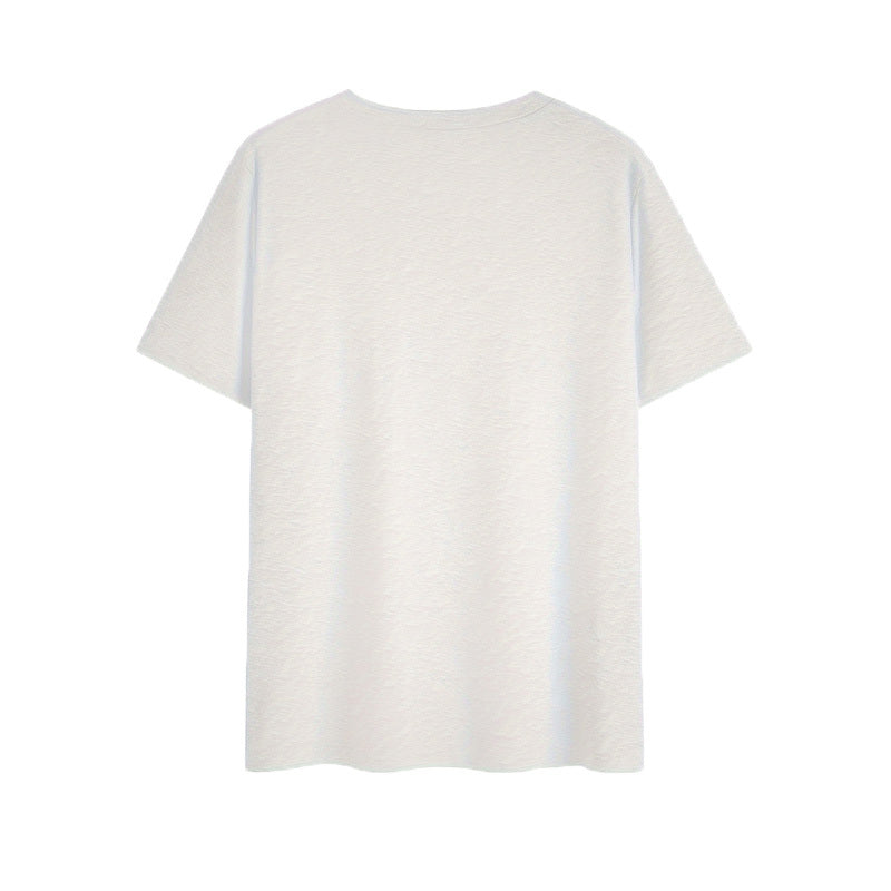 Women's V-Neck Short Sleeve Tee With Scissor Hands & Heart & Paw Prints - Summer Casual T-Shirt