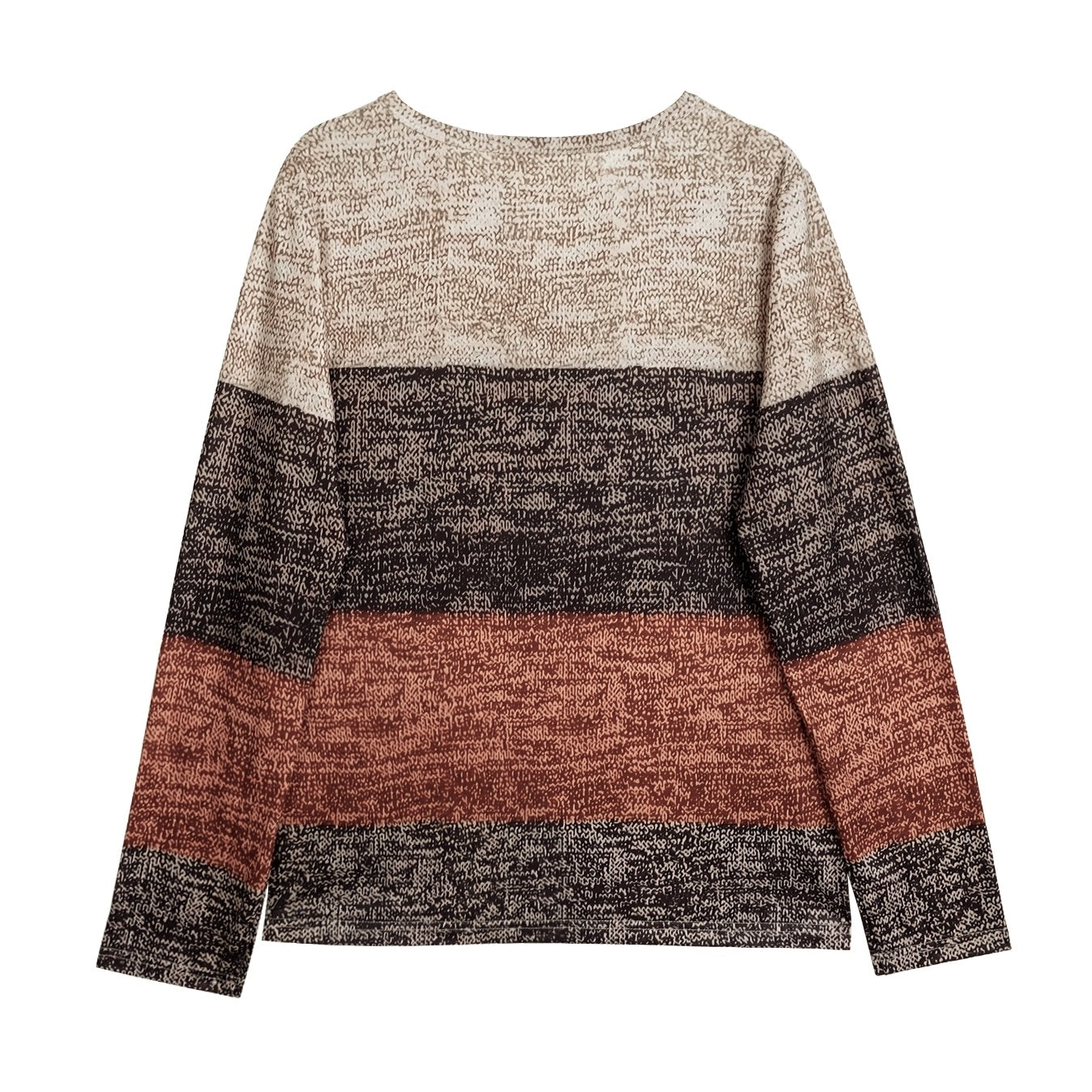 Women's Pullover Color Block Casual Print V-neck Long Sleeved T-shirt