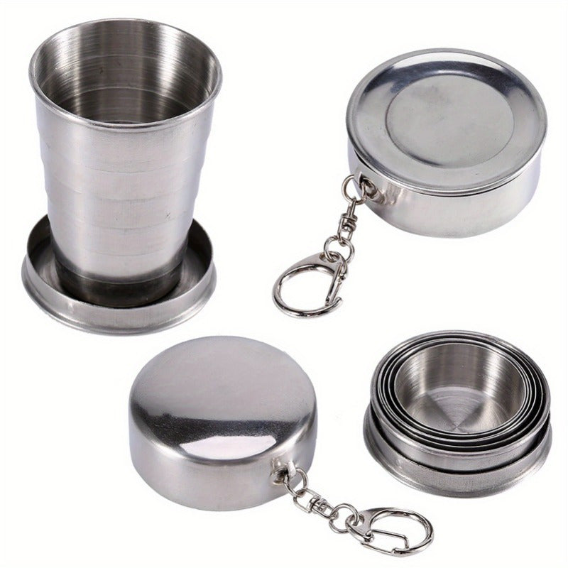 Stainless Steel Folding Cup -304 Stainless Steel, Compact And Portable, Not Easy To Deform, Suitable For Travel, Camping Picnic, Outdoor Shot Glass 250ml