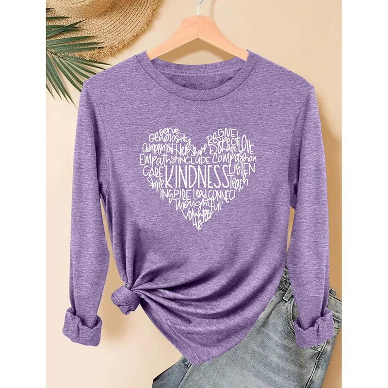 Women's 3 Packs Graphic Long Sleeve T Shirts Letter Print Tees Casual Crewneck Tunic Tops