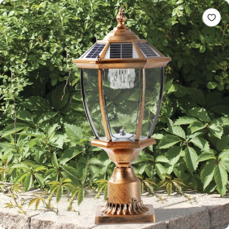 20 Golden Solar Powered LED Outdoor Lantern, Vintage Garden Light With Elegant Glass Design For Pathways, Yards, And Patios  1-Pack