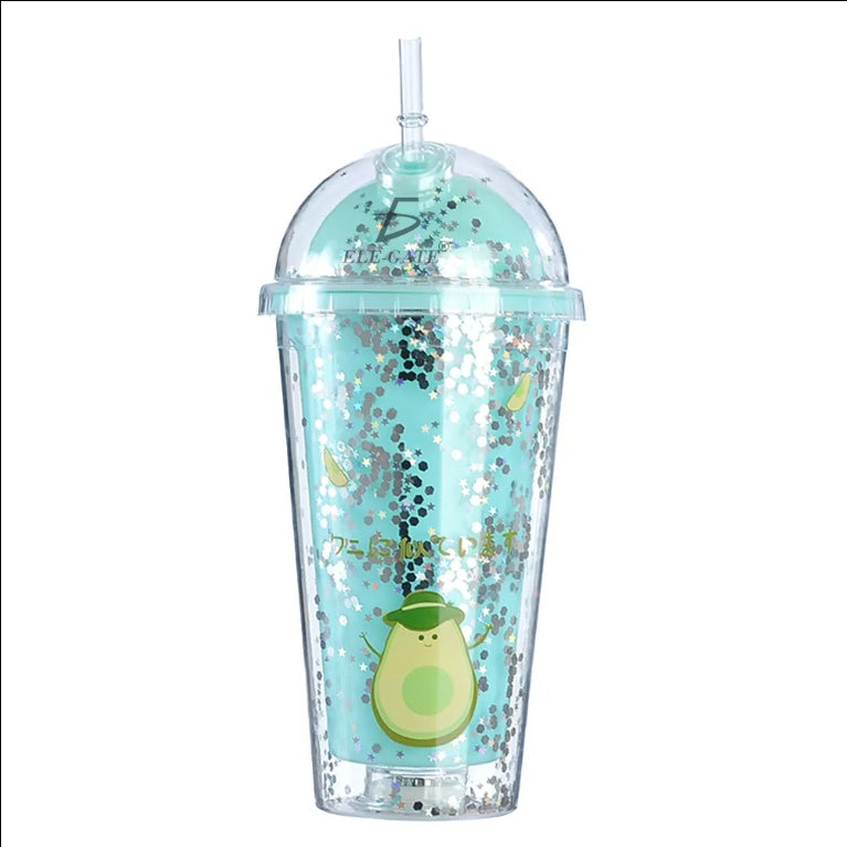 Avocado Design Tumbler With Lid And Straw