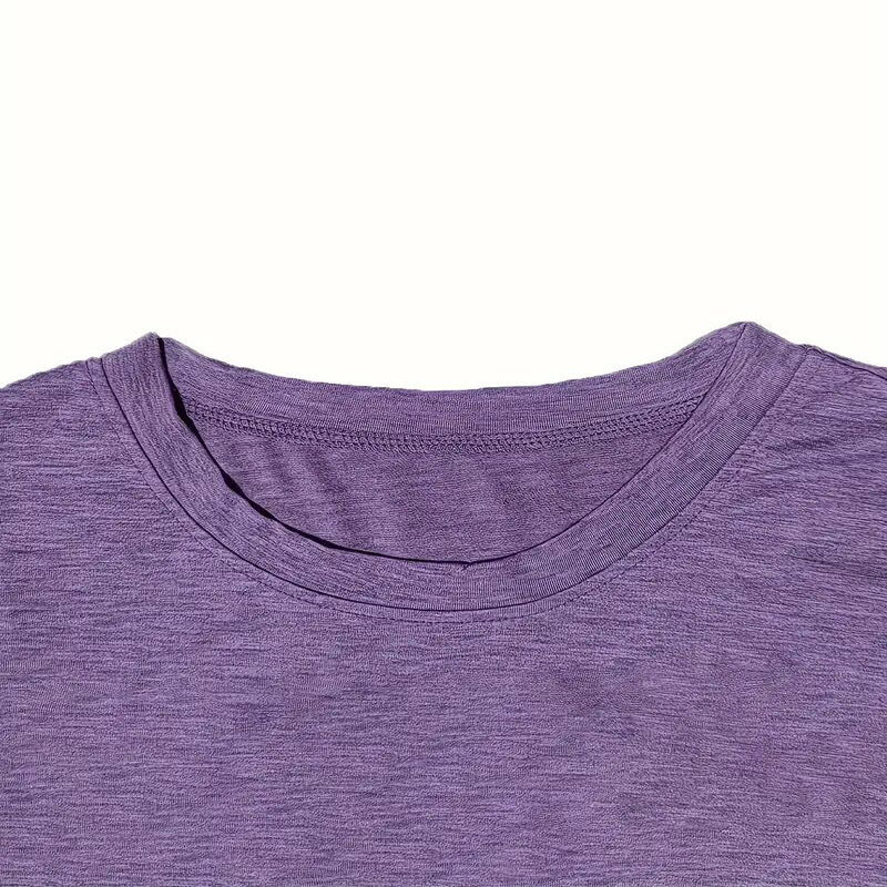 Women's Letter Print Round Neck Short Sleeve T-Shirt, Casual Summer Top