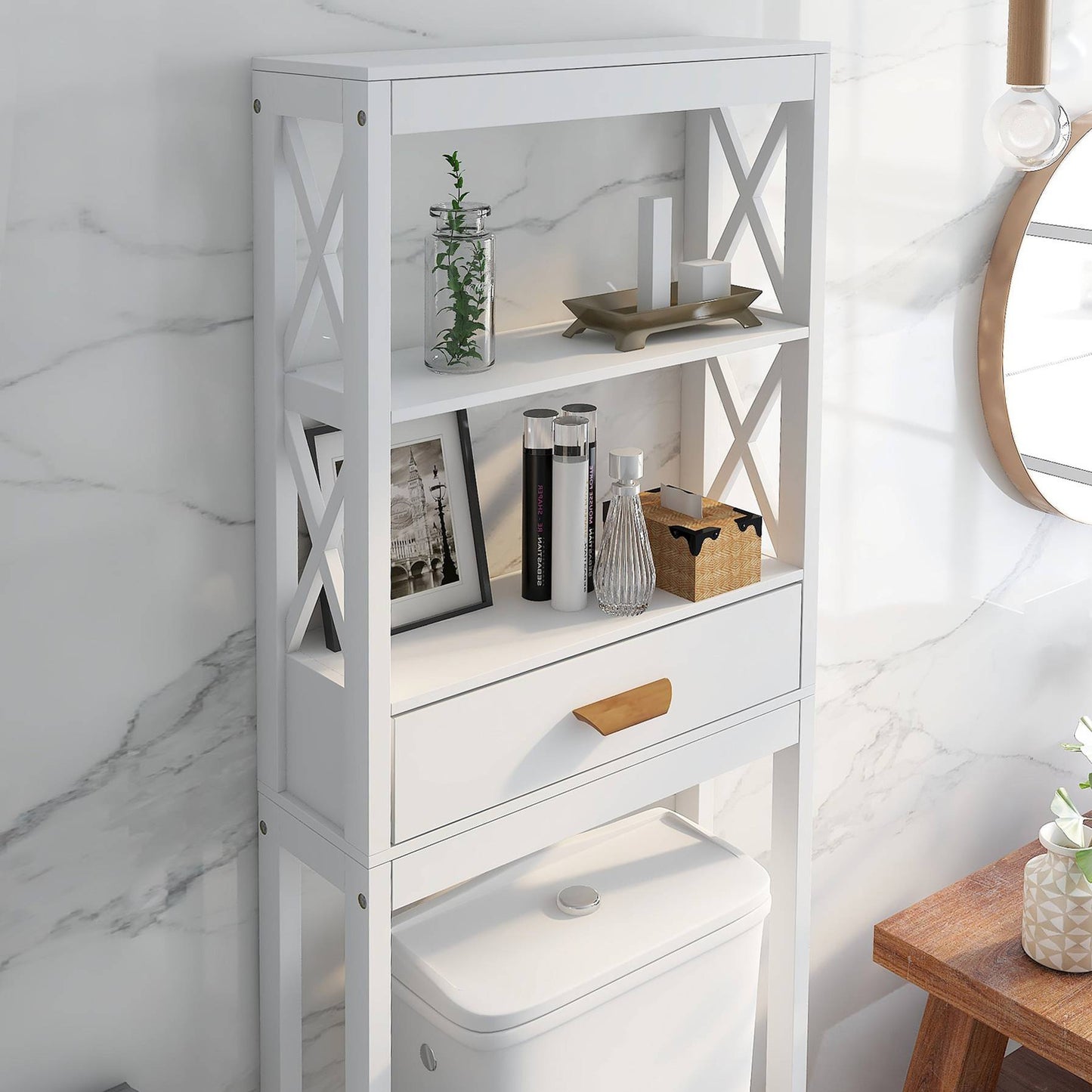 Over-the-Toilet Storage Cabinet With One Drawer Saver Bathroom Rack