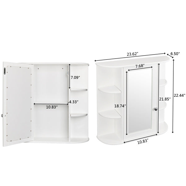 White Paint Surface Density Board, 1 Mirror Door, 3 Layers On Each Side, Bathroom Wall Cabinet