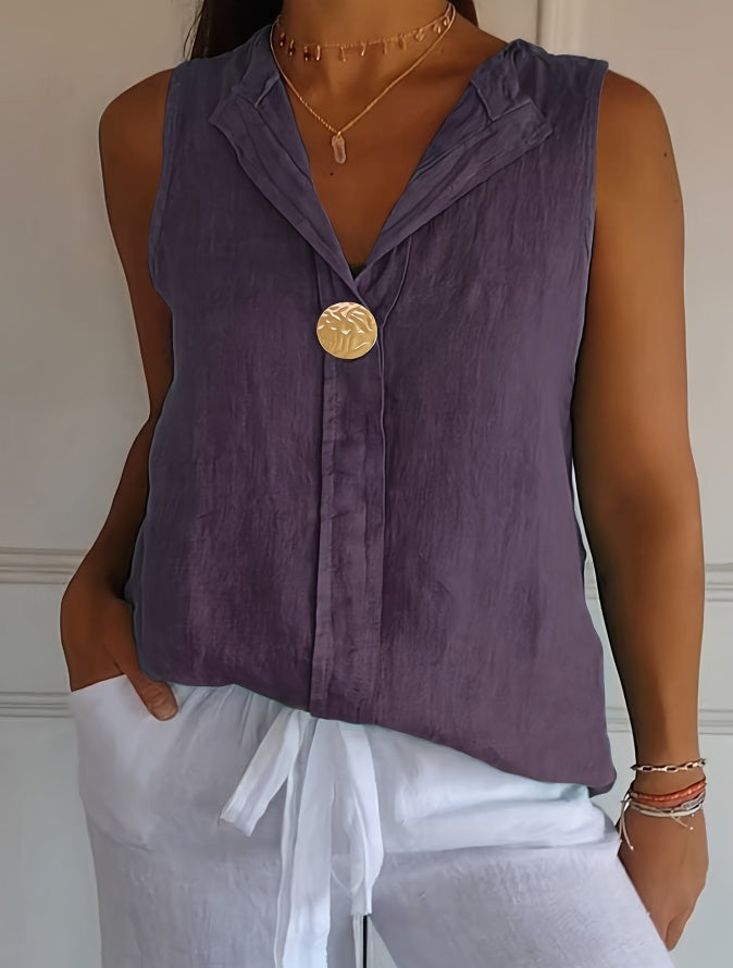 Self-pick-up Plus Size Women's Lightweight Sleeveless Top Solid Color Loose V-Neck Tank Top Only Self-pickup Is Supported