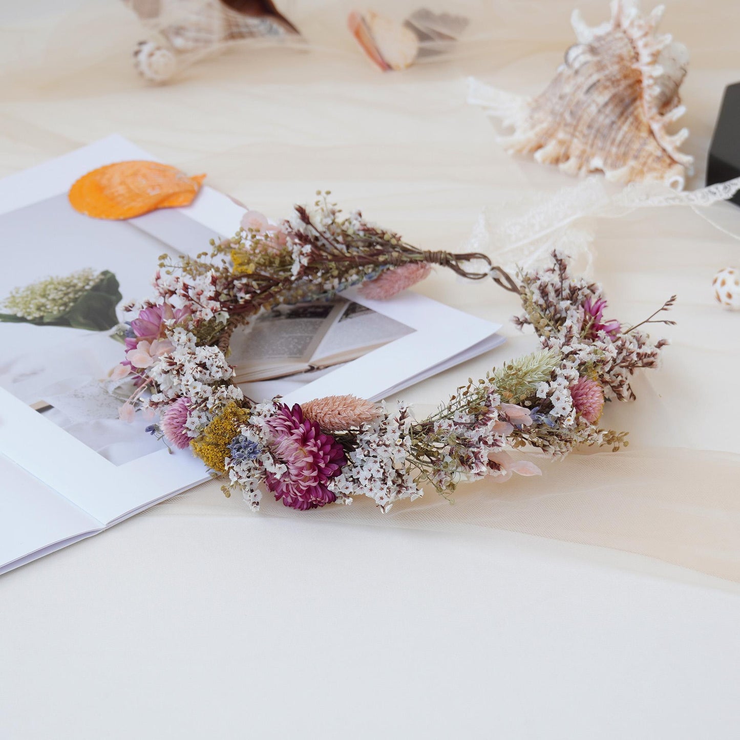 Gypsophila Crown Dried Flower Crown Bridal Crown Wedding Crown Everyday Crown Party Crown Birthday Crown