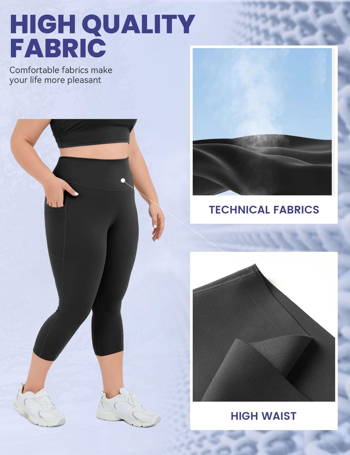 Yoga Pants - Cropped High-waisted Diagonal Pockets To Tuck The Abdomen Solid Color Dark Gray