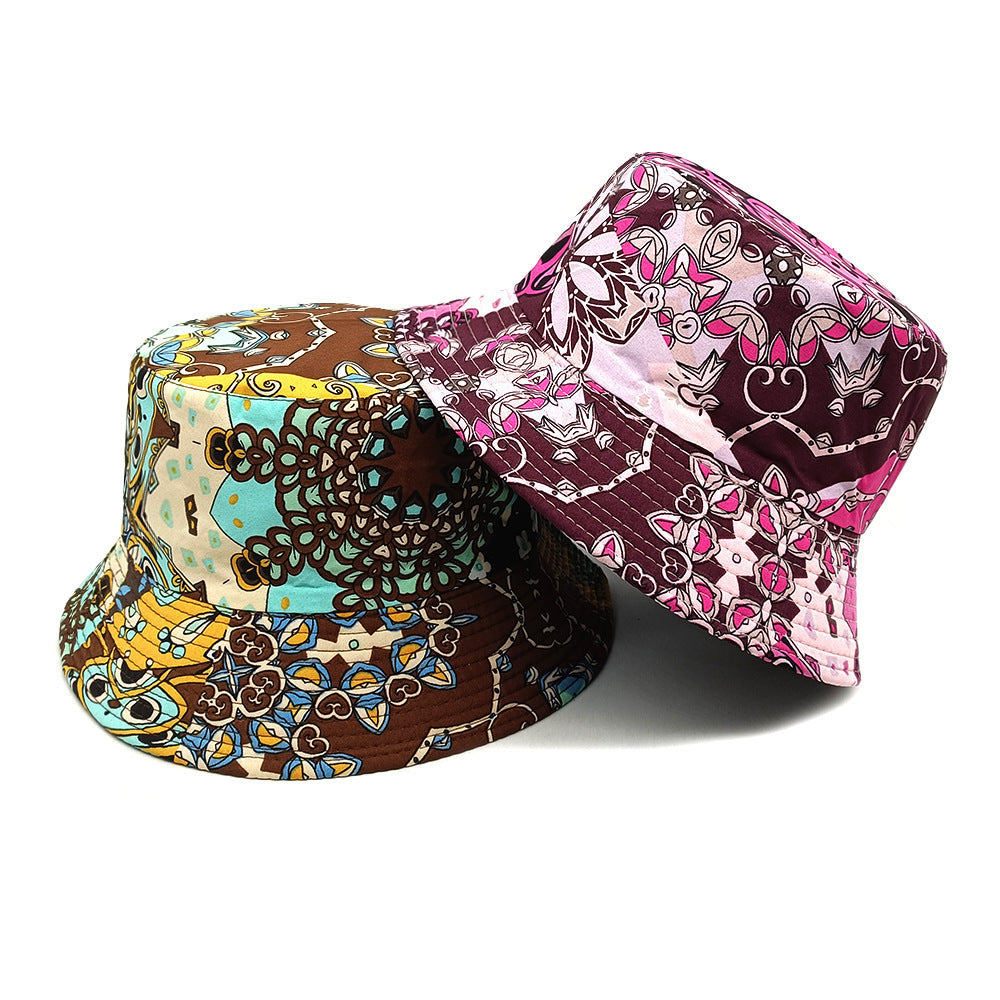 Geometric Bucket Hat Color Matching Printing Double-sided Wear Bucket Hat