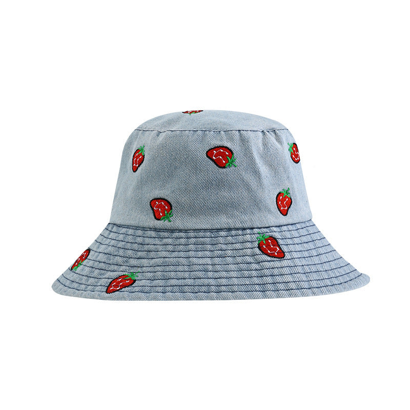 Women's Korean-style All-match Embroidered Strawberry Hat