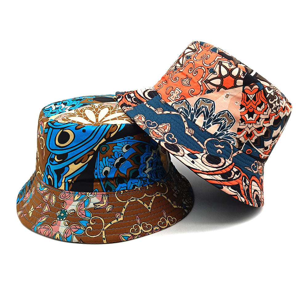 Geometric Bucket Hat Color Matching Printing Double-sided Wear Bucket Hat
