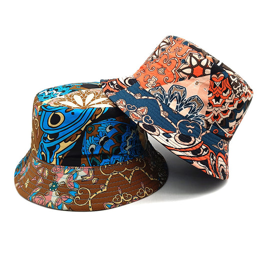 Geometric Bucket Hat Color Matching Printing Double-sided Wear Bucket Hat