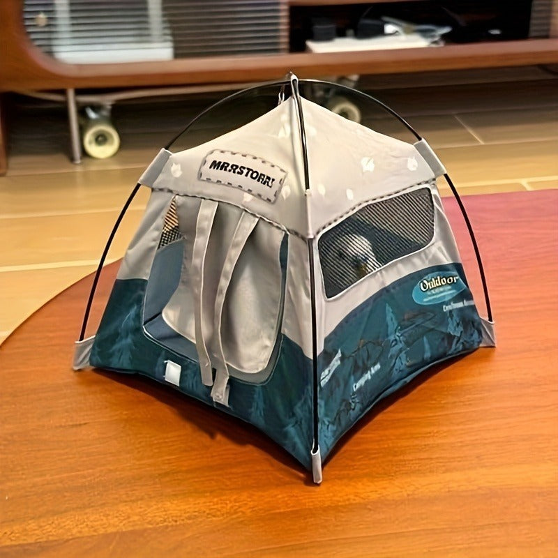 Small Tent Ornament - Delicate Fabric Texture With Sturdy Stand, Cute Natural Design For Desktop Camping Vibe