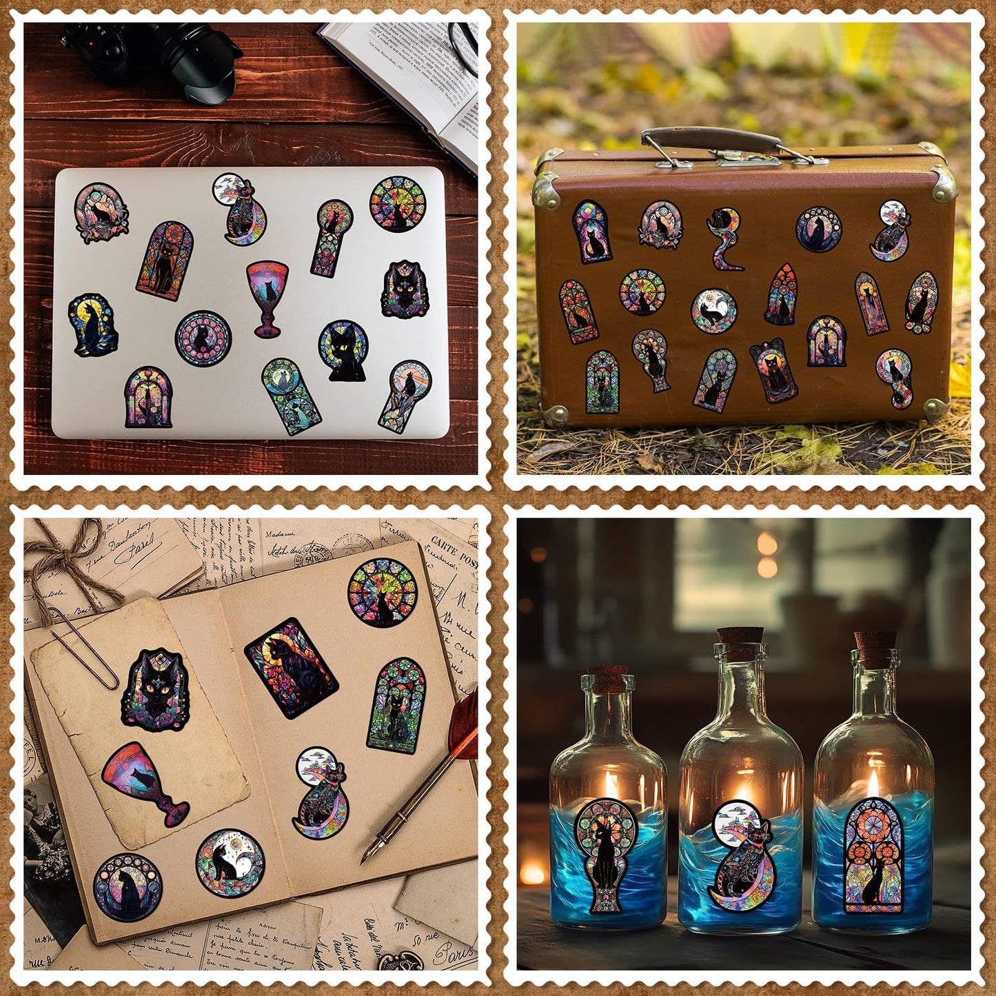 Gothic Black Cat Stickers, Graffiti Decals, Gothic Accessories, Scrapbook Stickers For Laptop, Skateboard, Water Bottle, Luggage, Phone, For Teens And Adults,Amazon Is Banned