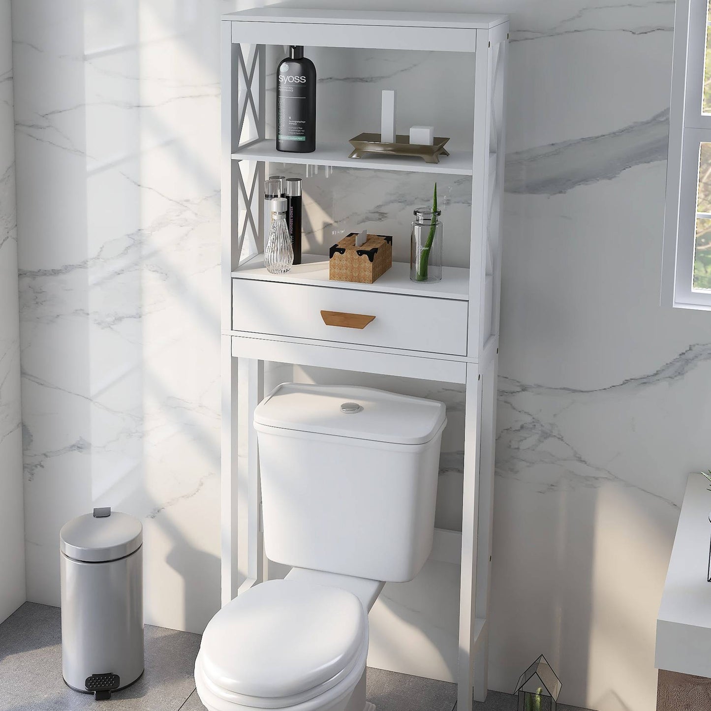 Over-the-Toilet Storage Cabinet With One Drawer Saver Bathroom Rack
