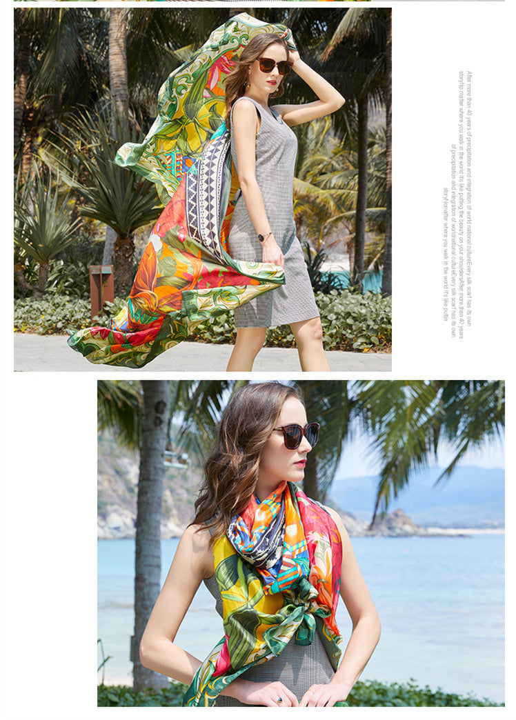 Silk Scarf Fang'sai Shawl Dual Use