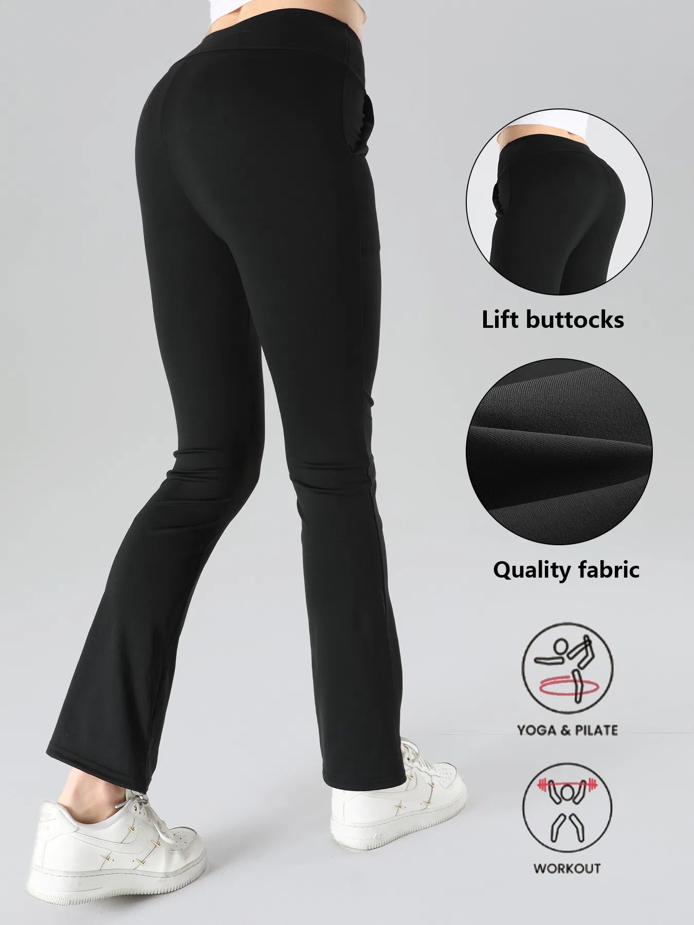 4pcs High-Waisted Flare Sharkskin Leggings Slim Fit, Lightweight & Sculpting Yoga Pants