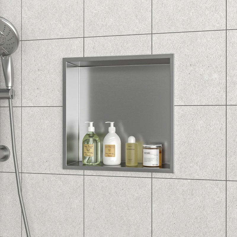 12 X 12 In Stainless Steel Shower Niche - Brushed Nickel, Waterproof, Easy Installation, Corrosion-Resistant