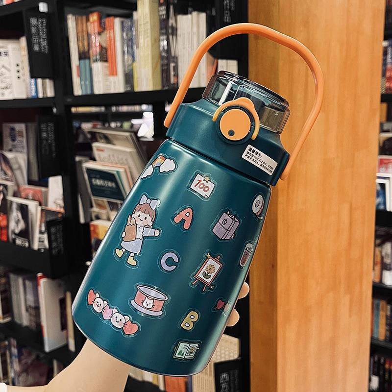 Large Capacity Straw Portable Stainless Steel Cup