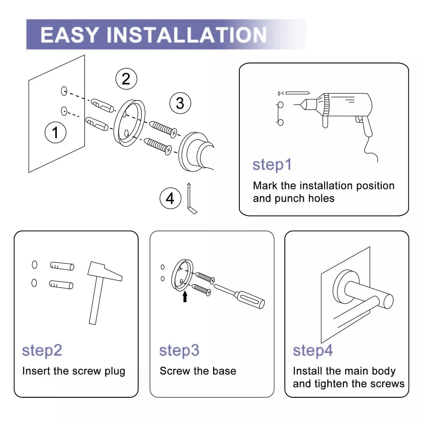 50cm 60cm Single Towel Bar Bracket Wall Mounted Towel Holder Bathroom Kitchen