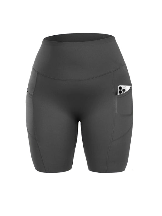 Workout Shorts For Women With Pockets, Tummy Control High Waist Biker Yoga Athletic Belly-Contracting Spandex Yoga Shorts